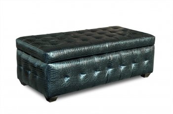 Black Crocodile Pattern Vinyl Lift Top Tufted Storage Trunk [DSO-Zen-Trunk-Black]