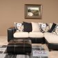 Beige Fabric & Black Vinyl Modern Sectional Sofa w/Options