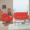 Red Bonded Leather Modern 3Pc Sofa, Loveseat & Chair Set