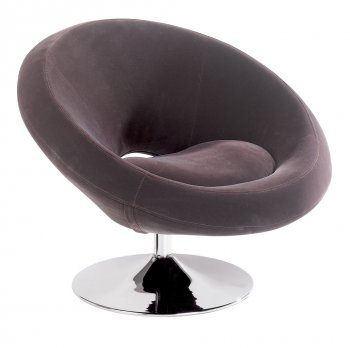 Espresso Microfiber Modern Leisure Chair w/Swivel Chromed Base [ZMC-Phantom]