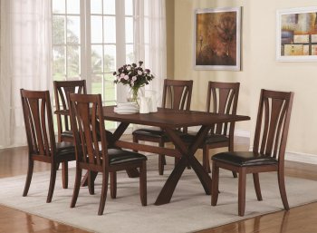 Dark Brown Finish Modern 7Pc Dining Table & Slatback Chairs Set [CRDS-103121-Ema]