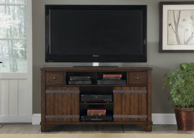 Aspen Skies 60" TV Console 316-TV in Russet Brown by Liberty