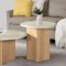 Qwin Coffee Table 3Pc Set LV03005 in Oak by Acme w/Marble Top