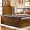 Medium Brown Oak Finish Contemporary Bed w/Optional Casegoods