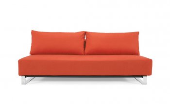 Red Ifelt Fabric Modern Sofa Bed w/Stainless Steel Legs [INSB-Reloader-Sleek-Red]