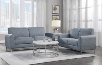 Venture Sofa & Loveseat 9594BUE in Blue Fabric by Homelegance [HES-9594BUE-Venture Set]