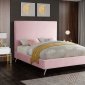 Jasmine Bed in Pink Velvet Fabric by Meridian w/Options