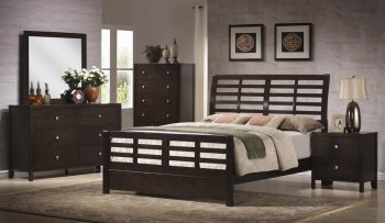 Rich Dark Brown Finish Modern Bedroom w/Optional Casegoods [CRBS-200800-Zoe]