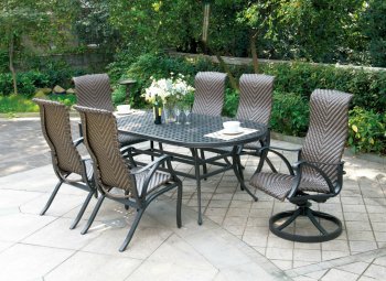 Chiara I Patio Table CM-OT2303-T in Black w/CM-OT2305-AC Chairs [FAOUT-CM-OT2303-T-Chiara 2305-AC]