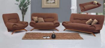 3 Piece Brown Fabric Living Room Set with Convertible Sofa [EFSB-Tango Fabric]