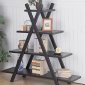 Black Weathered Contemporary Tiered X Shape Bookshelf