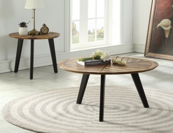 Brynn 3Pc Coffee & End Table Set 81260 in Oak & Espresso by Acme [AMCT-81260-Brynn]