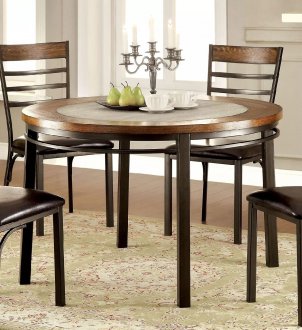 Hailey CM3828RT 5Pc Round Dining Table Set, Bronze Tone w/Option