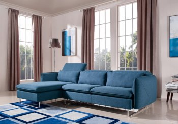 Aleida Sectional Sofa 1669 in Blue Fabric by VIG w/Metal Legs [VGSS-1669 Aleida Blue]