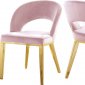 Roberto Dining Chair 765 Set of 2 Pink Velvet Fabric - Meridian