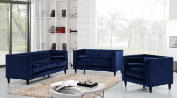 Taylor Sofa 642 in Navy Velvet Fabric w/Optional Items [MRS-642 Navy Taylor]