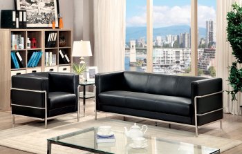 Leifur Sofa CM6791BK in Black Leatherette w/Options [FAS-CM6791BK-Leifur]