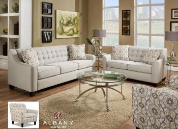 959 Sofa & Loveseat in Stone Fabric by Albany w/Option [ALS-959 Teluride Stone]