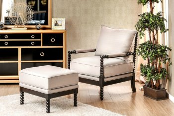 Sybil CM-AC6140 Accent Chair & Ottoman Set in Beige [FACC-CM-AC6140-Sybil]