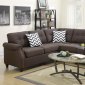 F6596 Sectional Sofa in Dark Coffee Fabric by Poundex