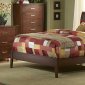 Warm Brown Cherry Finish Contemporary Bedroom w/Vinyl Insert