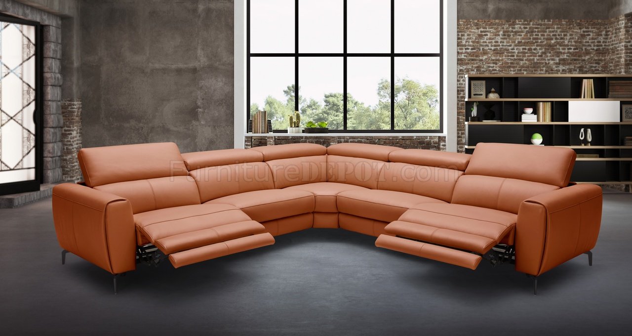 rust color leather sectional sofa