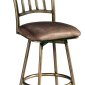 Bronze Tone Metal Base Set of 2 Barstools w/Ivory Seat