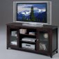 Espresso Finish Contemporary TV Stand w/Glass Doors