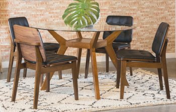 Paxton Dining Set 5Pc 122180 in Nutmeg by Coaster w/Glass Top [CRDS-122180-106596 Paxton]