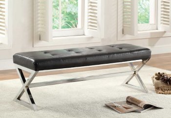 Rory Bench 4605BK in Black Bonded Leather by Homelegance [HEBN-4605BK Rory]