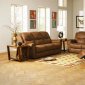 Brown Leather Style Fabric Classic Reclining Sofa & Loveseat Set