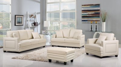 Ferrara Sofa 655 in Cream Bonded Leather w/Optional Items