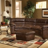 Bomber Brown Bonded Leather Sectional Sofa with Optional Ottoman