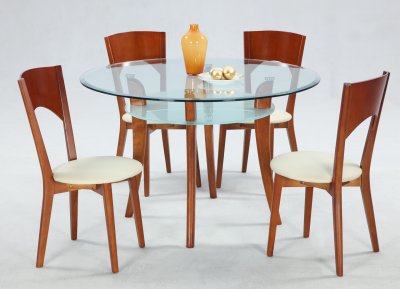 Clear Glass Top Modern Dinette w/Optional Chairs