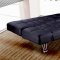 Black Leatherette Modern Sofa Bed Convertible w/Metal Legs