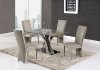 D4100 Dining 5Pc Set Glass Top by Global w/D6605DC Taupe Chairs