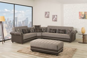 Royal Home Sectional Sofa in Brown Fabric by Casamode w/Oprions [CMSS-Royal Home Brown]