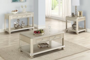 F6372 3Pc Coffee Table & End Table Set in Champagne by Poundex [PXCT-F6372 Champagne]