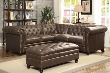 Roy Sectional Sofa 500268 Brown Bonded Leather Match by Coaster [CRSS-500268 Roy]