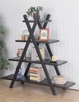 Black Weathered Contemporary Tiered X Shape Bookshelf