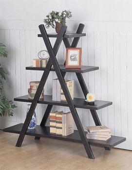 Black Weathered Contemporary Tiered X Shape Bookshelf [CRBC-483-5050]