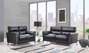 U9100 Sofa & Loveseat Set in Black by Global [GFS-U9100-BL/GR]