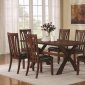 Dark Brown Finish Modern 7Pc Dining Table & Slatback Chairs Set