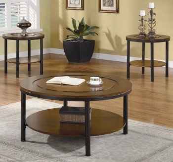 Two-Tone Finish Modern 3Pc Coffee Table w/Shelves [CRCT-701500]