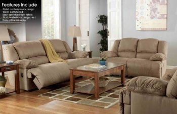 Mocha Microfiber Fabric Modern Motion Sofa and Loveseat Set [PNS-M578]