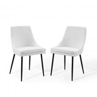 Viscount Dining Chair 3809 Set of 2 White Fabric by Modway