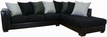 Black Fabric & Bicast Upholstery Modern Sectional Sofa [PMSS-313-Black]