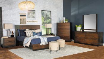 Azalia Bedroom Set 5Pc 224281 in Walnut & Black by Coaster [CRBS-224281 Azalia]