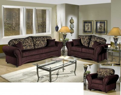 Chocolate Fabric Classic Sofa & Loveseat Set w/Optional Chair