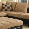 Beige Suede Two-Tone Modern Sectional Sofa w/Bycast Base